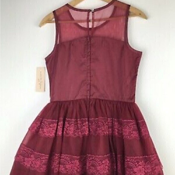 Nanette Lepore Girls Burgundy Lace Dress Size 16 - Picture 6 of 12